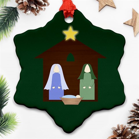 Nativity Snowflake Ornament By Mim Front