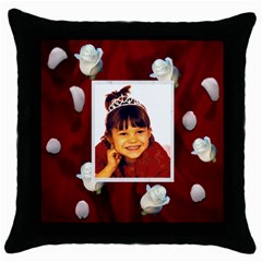 White Rose Pillow - Throw Pillow Case (Black)