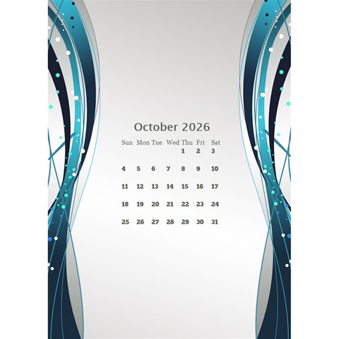 Blue Wave 2026 Desktop Calendar By Deborah Oct 2026