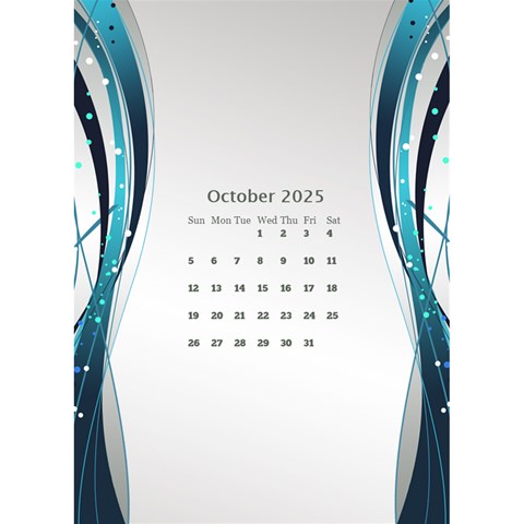 Blue Wave 2024 Desktop Calendar By Deborah Oct 2024