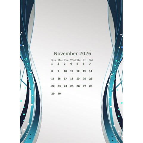 Blue Wave 2026 Desktop Calendar By Deborah Nov 2026