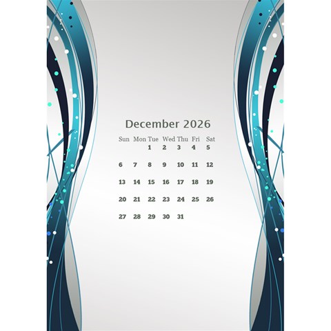 Blue Wave 2026 Desktop Calendar By Deborah Dec 2026