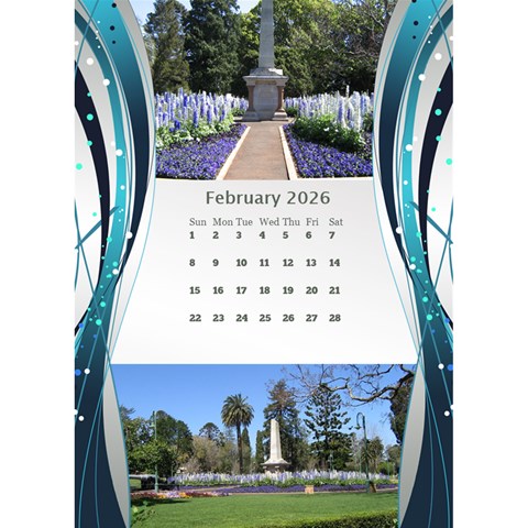 Blue Wave 2026 Desktop Calendar By Deborah Feb 2026
