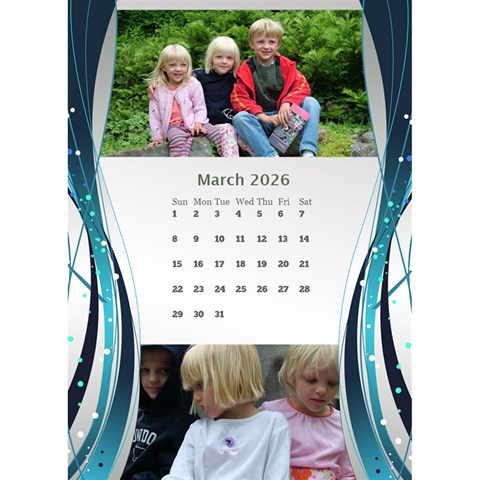 Blue Wave 2026 Desktop Calendar By Deborah Mar 2026