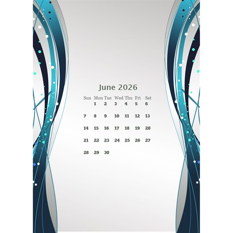 Blue Wave 2026 Desktop Calendar By Deborah Jun 2026