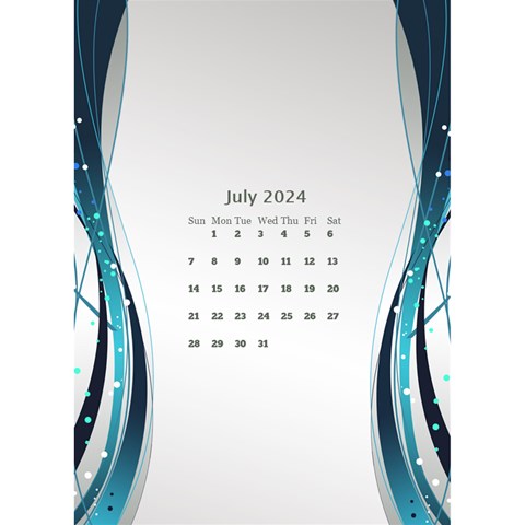 Blue Wave 2024 Desktop Calendar By Deborah Jul 2024