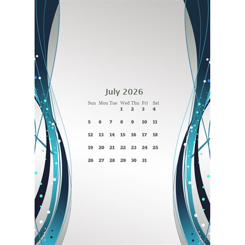 Blue Wave 2026 Desktop Calendar By Deborah Jul 2026