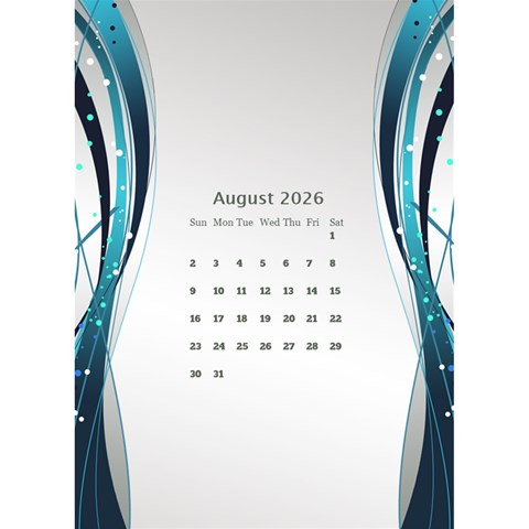 Blue Wave 2026 Desktop Calendar By Deborah Aug 2026