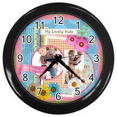 flower  - Wall Clock (Black)