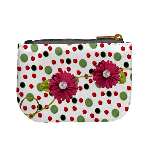 Mini Coin Purse Red Grn Dots By Laurrie Back