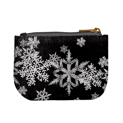 Mini Coin Purse Black Snowflakes By Laurrie Back