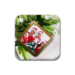 Family Christmas Coaster - Rubber Coaster (Square) Family Christmas Coaster - Rubber Coaster (Square)