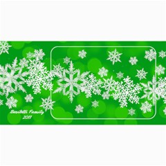 8x4 Photo Greeting Card Green Snowflakes