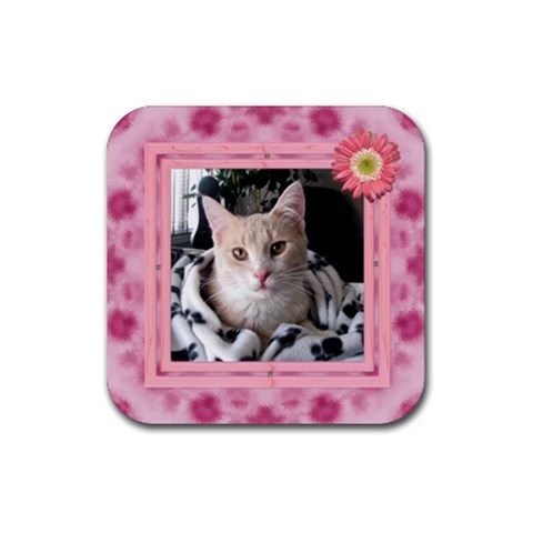 Pretty Pink Square Coaster By Lil Front