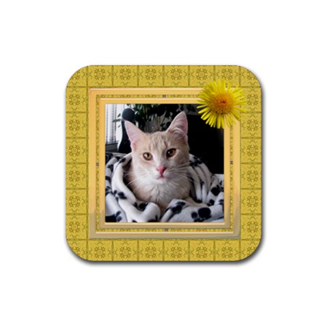 Pretty Yellow Square Coaster By Lil Front