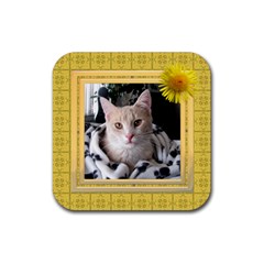 Pretty Yellow Square Coaster - Rubber Coaster (Square)