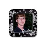 Coaster black snowflakes - Rubber Coaster (Square)