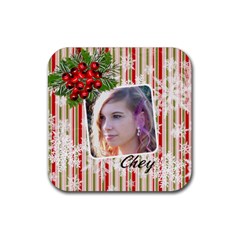 Coaster multi snowflakes berries - Rubber Coaster (Square)