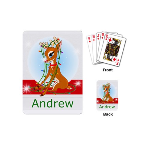 Mini Playing Cards Stocking Stuffer Gift Rudolph By Laurrie Back