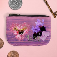 Spring purple floral heart coin purse - Mini Coin Purse Spring purple floral heart coin purse - Mini Coin Purse