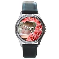 My Pink Rose Round Watch - Round Metal Watch