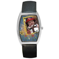 Flowers Barrel Style Metal Watch