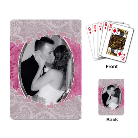Pink Hearts Playing Cards By Lil Back