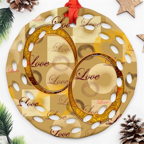 Love Gold Double Sided Filigree Ornament By Ellan Front