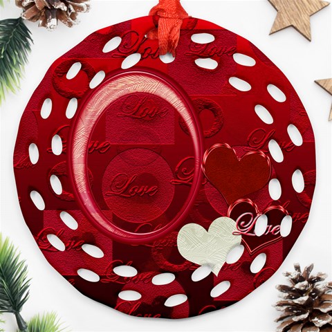 I Heart You Red Double Sided Filigree Ornament By Ellan Front