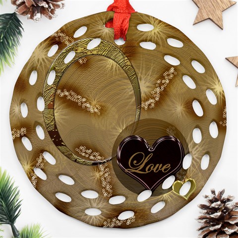 Love Gold Double Sided Filigree Ornament By Ellan Front