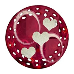 I Heart You hot pink double sided Filigree ornament - Round Filigree Ornament (Two Sides)