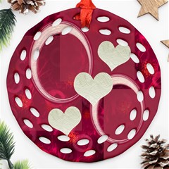 I Heart You hot pink double sided Filigree ornament - Round Filigree Ornament (Two Sides)