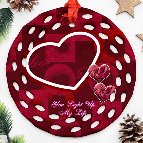 You Light Up My Life Pink Love Double Sided Filigree Ornament By Ellan Back