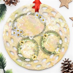 Spring soft yellow floral double sided Filigree ornament - Round Filigree Ornament (Two Sides)