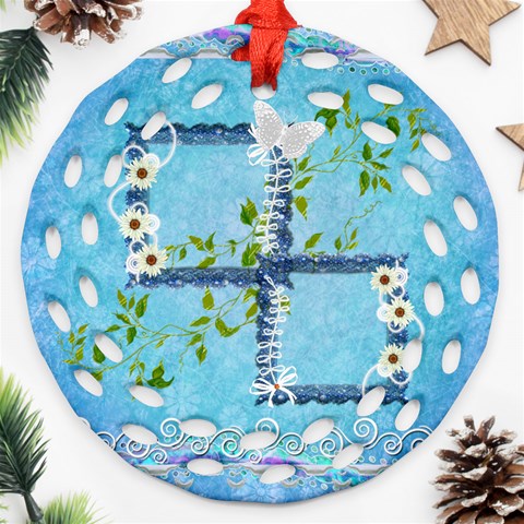 Spring Blue Floral Double Sided Filigree Ornament By Ellan Back