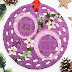 Spring purple floral double sided Filigree ornament - Round Filigree Ornament (Two Sides)