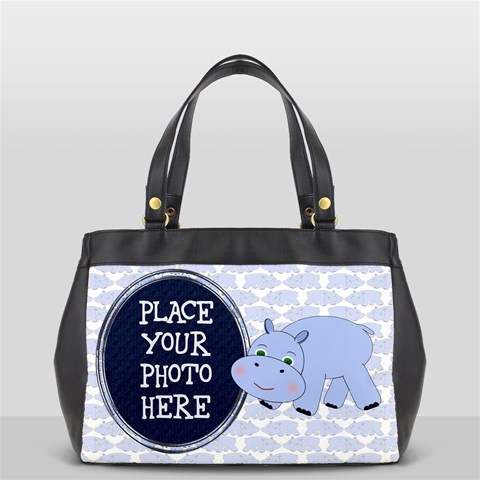 Blue And White Hibbo Oversize Office Handbag By Chere s Creations Front