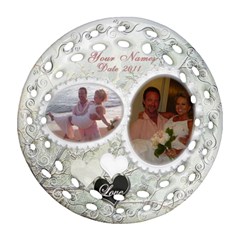 Spring white wedding double sided Filigree ornament - Round Filigree Ornament (Two Sides)