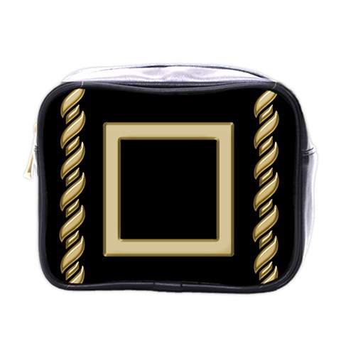 Black And Gold Mini Toiletries Bag By Deborah Front