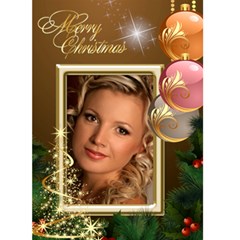 Merry Christmas in Gold 5x7 Card - Greeting Card 5  x 7 