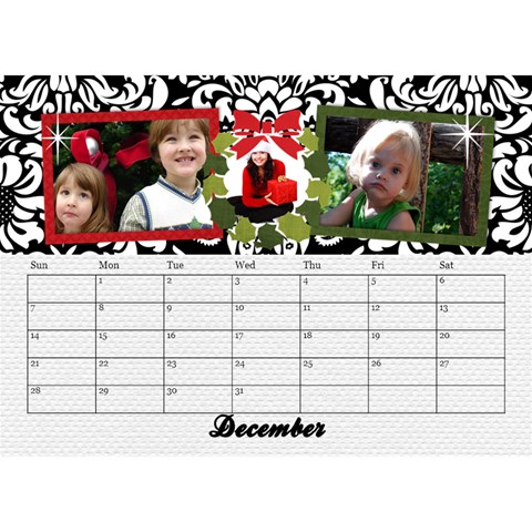 Black & White With Flowers, Desktop Calendar 8 5x6 By Mikki Dec 2025