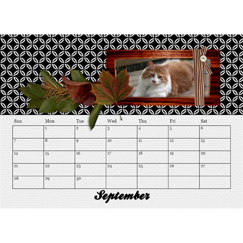 Black & White With Flowers, Desktop Calendar 8 5x6 By Mikki Sep 2025