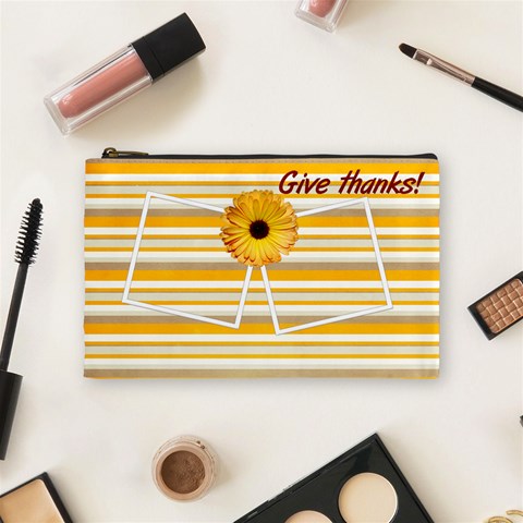 Give Thanks Cosmetic Bag (m) By Elena Petrova Front