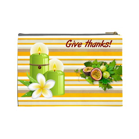 Give Thanks Cosmetic Bag (l) By Elena Petrova Back