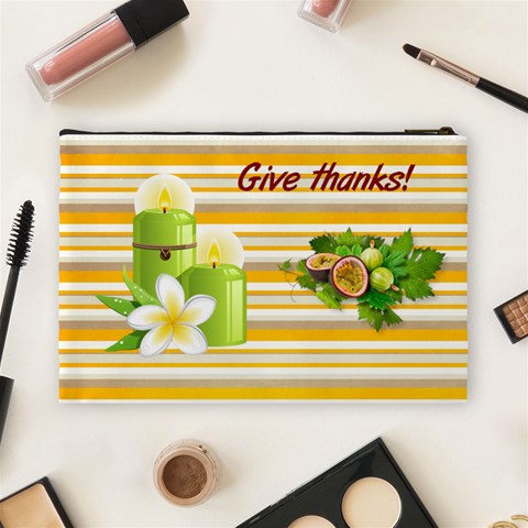 Give Thanks Cosmetic Bag (l) By Elena Petrova Back