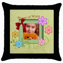 flower - Throw Pillow Case (Black)