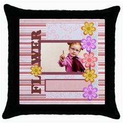 flower (5 styles) - Throw Pillow Case (Black)