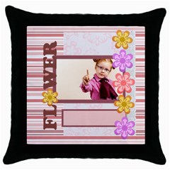 flower - Throw Pillow Case (Black)