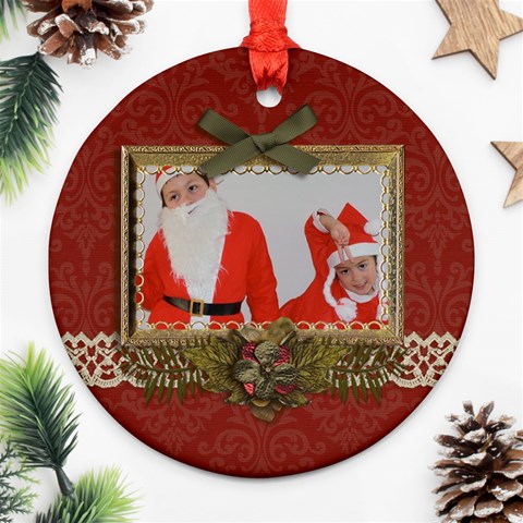 Round Ornament (two Sides): Christmas1 By Jennyl Front