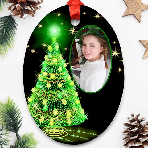 Green Christmas Tree Ornament (2 Sided) By Deborah Front